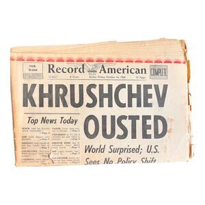 Boston American Record “Khrushchev Ousted” dated October 16, 1964